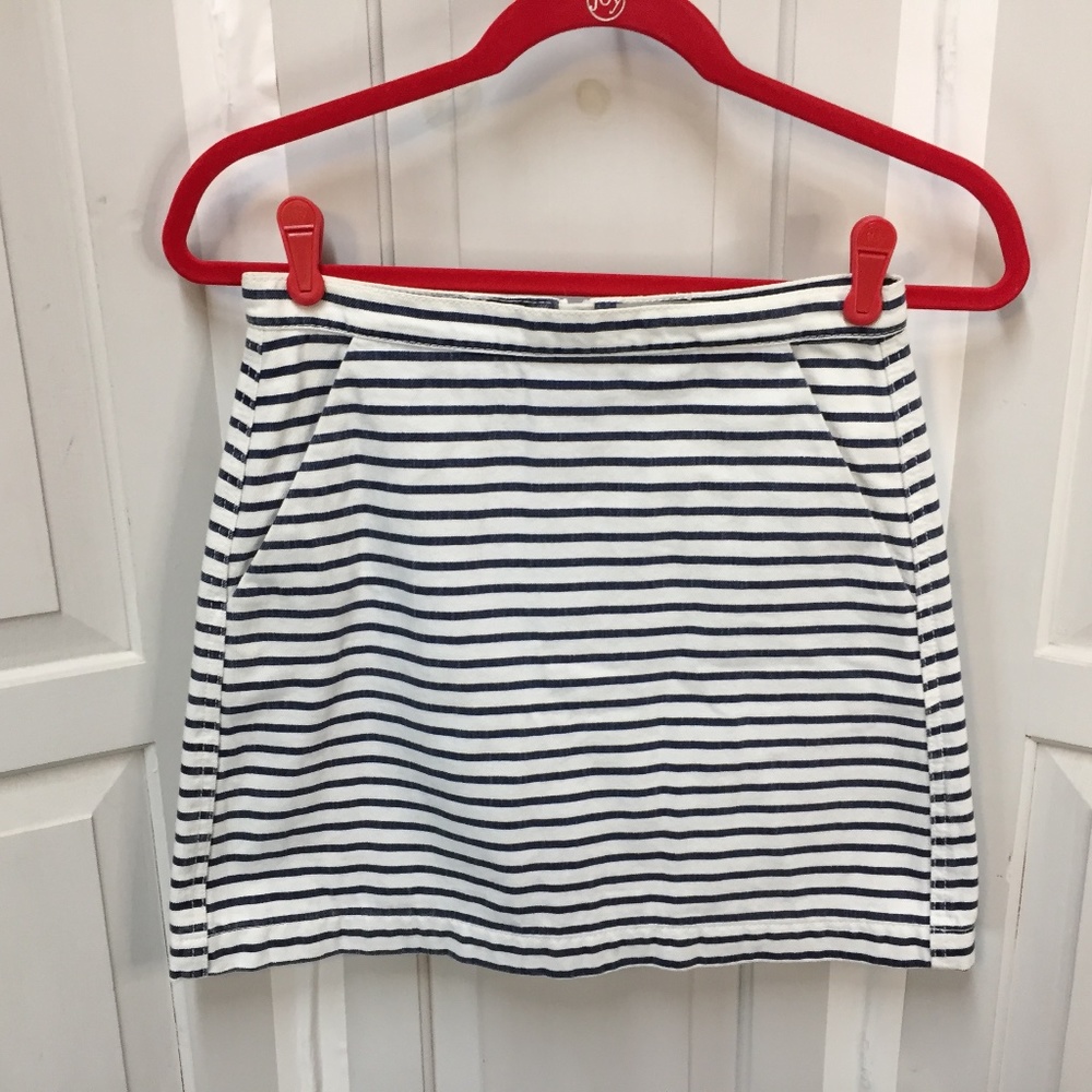 Topshop Moto Navy & White Striped Cotton Skirt NWOT